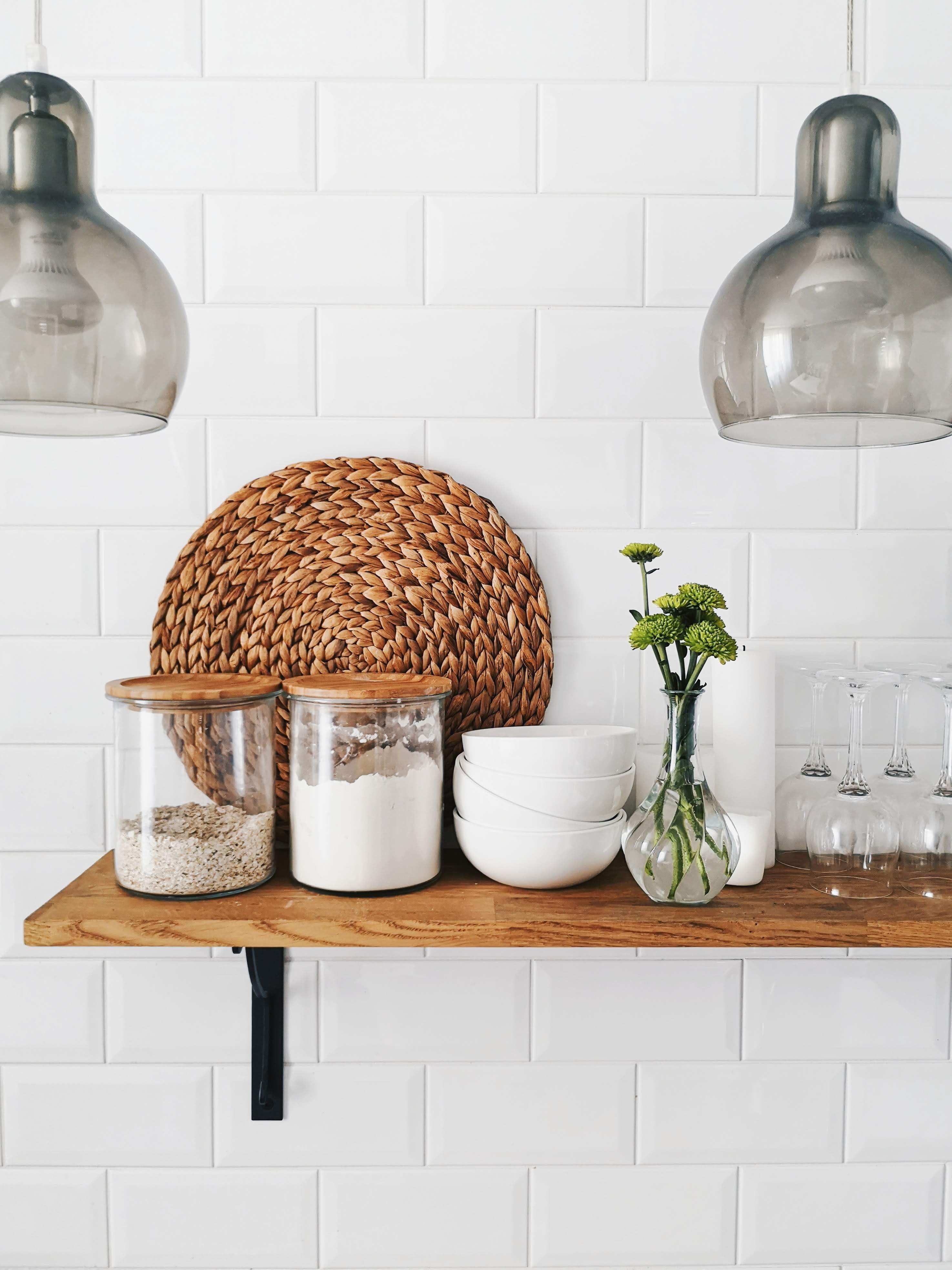 Kitchen shelf with jars